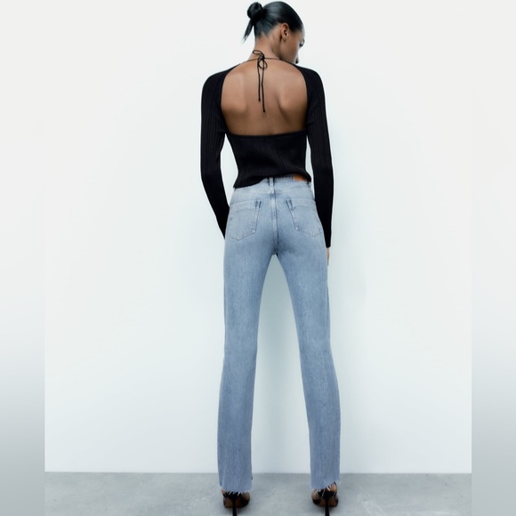 Zara 1975 High Rise Slim Flare Jeans with Slit - Picture 2 of 12
